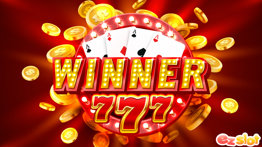 ไพ่ A 4 ใบ เกม 777 และเหรียญเงินรางวัล จาก slot เว็บตรง บน luckza168